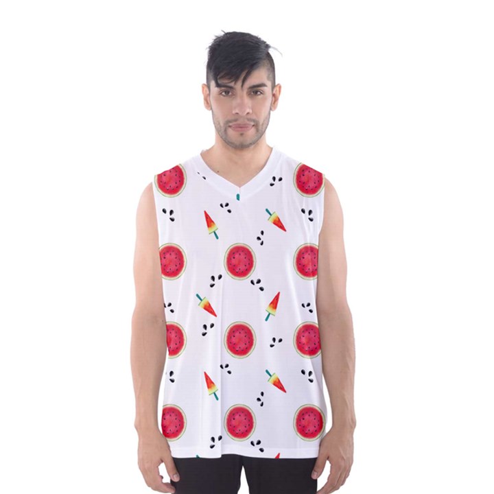 Slices Of Red And Juicy Watermelon Men s Basketball Tank Top