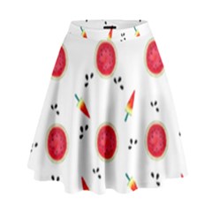 Slices Of Red And Juicy Watermelon High Waist Skirt by SychEva