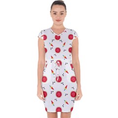 Slices Of Red And Juicy Watermelon Capsleeve Drawstring Dress  by SychEva