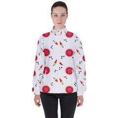 Slices Of Red And Juicy Watermelon Women s High Neck Windbreaker by SychEva