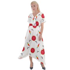 Slices Of Red And Juicy Watermelon Cross Front Sharkbite Hem Maxi Dress by SychEva