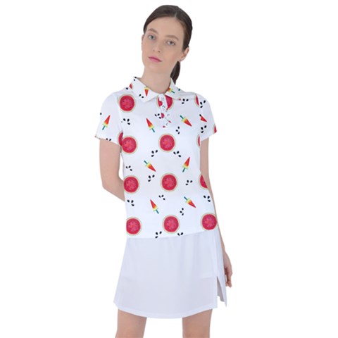 Slices Of Red And Juicy Watermelon Women s Polo Tee by SychEva