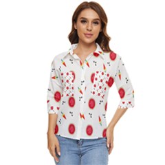 Slices Of Red And Juicy Watermelon Women s Quarter Sleeve Pocket Shirt