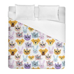 Funny Animal Faces With Glasses On A White Background Duvet Cover (full/ Double Size) by SychEva