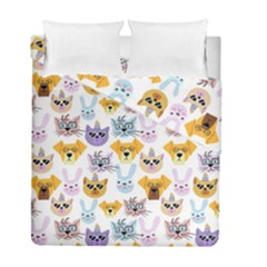 Funny Animal Faces With Glasses On A White Background Duvet Cover Double Side (full/ Double Size) by SychEva