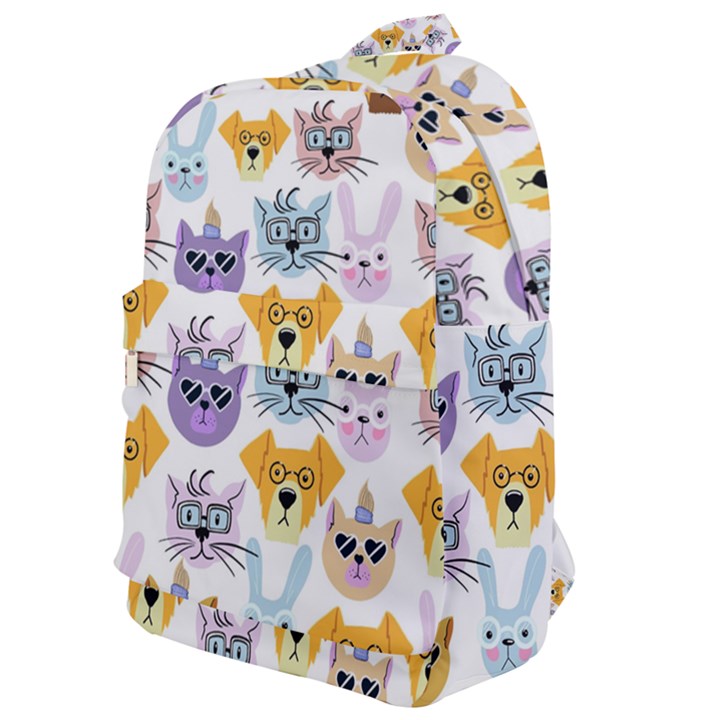 Funny Animal Faces With Glasses On A White Background Classic Backpack