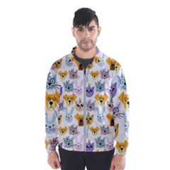 Funny Animal Faces With Glasses On A White Background Men s Windbreaker by SychEva