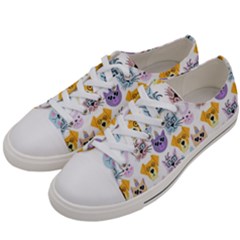 Funny Animal Faces With Glasses On A White Background Women s Low Top Canvas Sneakers by SychEva