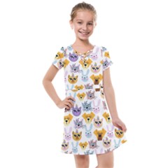 Funny Animal Faces With Glasses On A White Background Kids  Cross Web Dress by SychEva