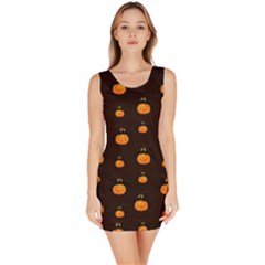 Halloween Pumpkins Pattern, Witch Hat Jack O  Lantern Bodycon Dress by Casemiro