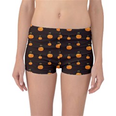 Halloween Pumpkins Pattern, Witch Hat Jack O  Lantern Reversible Boyleg Bikini Bottoms by Casemiro