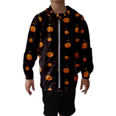 Halloween Pumpkins Pattern, Witch Hat Jack O  Lantern Kids  Hooded Windbreaker by Casemiro