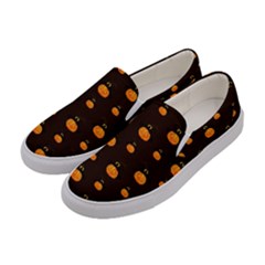 Halloween Pumpkins Pattern, Witch Hat Jack O  Lantern Women s Canvas Slip Ons by Casemiro