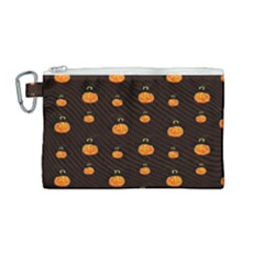 Halloween Pumpkins Pattern, Witch Hat Jack O  Lantern Canvas Cosmetic Bag (medium) by Casemiro