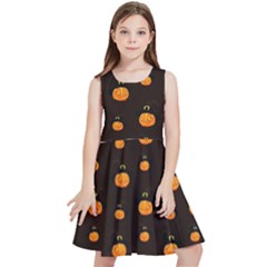 Halloween Pumpkins Pattern, Witch Hat Jack O  Lantern Kids  Skater Dress by Casemiro