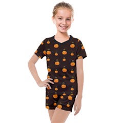 Halloween pumpkins pattern, witch hat Jack O  Lantern Kids  Mesh Tee and Shorts Set