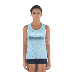 Cute Kawaii Dogs Pattern At Sky Blue Sport Tank Top  by Casemiro