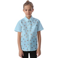 Cute Kawaii Dogs Pattern At Sky Blue Kids  Short Sleeve Shirt by Casemiro