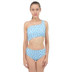 Cute Kawaii Dogs Pattern At Sky Blue Spliced Up Two Piece Swimsuit by Casemiro