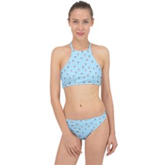 Cute Kawaii Dogs Pattern At Sky Blue Racer Front Bikini Set by Casemiro