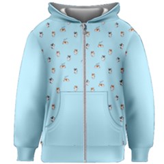 Cute Kawaii Dogs Pattern At Sky Blue Kids  Zipper Hoodie Without Drawstring by Casemiro