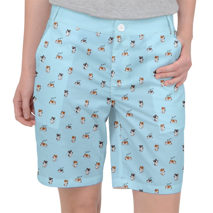 Cute Kawaii dogs pattern at sky blue Pocket Shorts