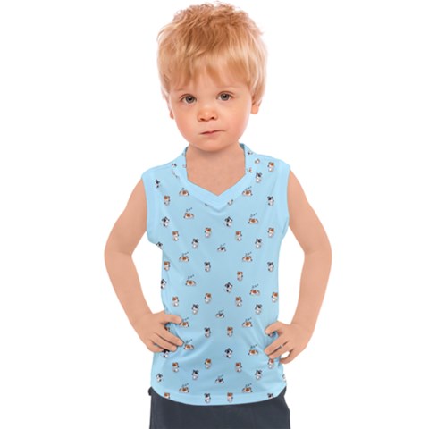 Cute Kawaii Dogs Pattern At Sky Blue Kids  Sport Tank Top by Casemiro