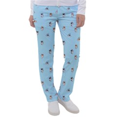 Cute Kawaii Dogs Pattern At Sky Blue Women s Casual Pants by Casemiro