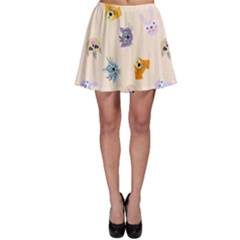 Funny Animal Faces With Glasses Cat Dog Hare Skater Skirt by SychEva