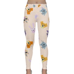 Funny Animal Faces With Glasses Cat Dog Hare Classic Yoga Leggings by SychEva