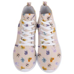 Funny Animal Faces With Glasses Cat Dog Hare Men s Lightweight High Top Sneakers by SychEva