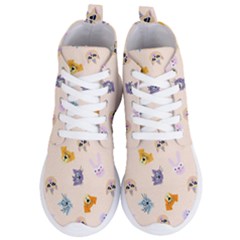 Funny Animal Faces With Glasses Cat Dog Hare Women s Lightweight High Top Sneakers by SychEva