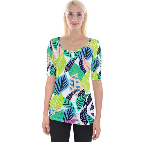 Colorfull Wide Neckline Tee by Sparkle