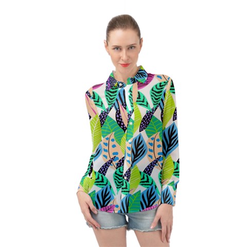 Colorfull Long Sleeve Chiffon Shirt by Sparkle