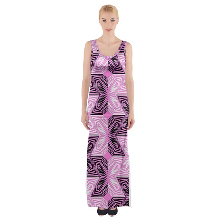 Abstract Thigh Split Maxi Dress