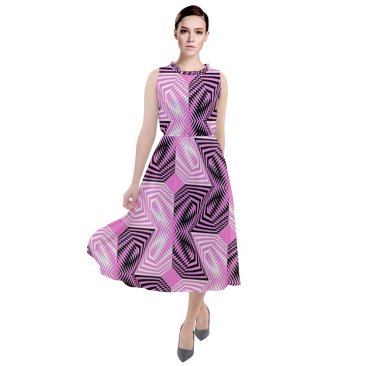 Abstract Round Neck Boho Dress