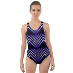 Digital Waves Cut-out Back One Piece Swimsuit by Sparkle