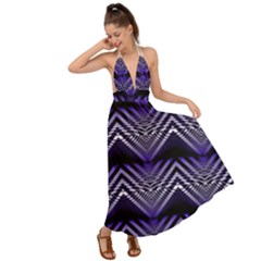 Digital Waves Backless Maxi Beach Dress