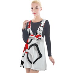 Modern Art Plunge Pinafore Velour Dress