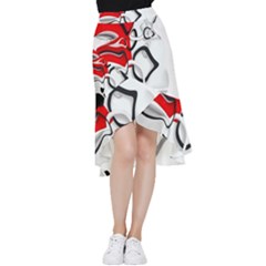 Modern Art Frill Hi Low Chiffon Skirt