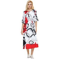 Modern Art Double Cuff Midi Dress