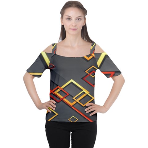 Modern Geometry Cutout Shoulder Tee by Sparkle