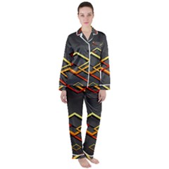 Modern Geometry Satin Long Sleeve Pajamas Set by Sparkle