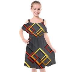 Modern Geometry Kids  Cut Out Shoulders Chiffon Dress by Sparkle