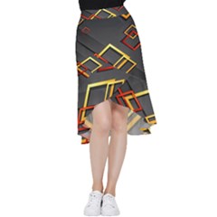 Modern Geometry Frill Hi Low Chiffon Skirt