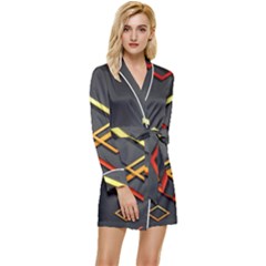 Modern Geometry Long Sleeve Satin Robe