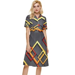 Modern Geometry Button Top Knee Length Dress