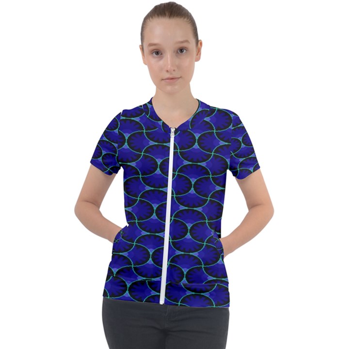 Abstract geo Short Sleeve Zip Up Jacket