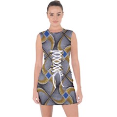 Modern Optaart Lace Up Front Bodycon Dress