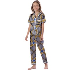 Modern Optaart Kids  Satin Short Sleeve Pajamas Set